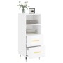 Credenza Bianco Lucido 34,5x34x90 cm in Legno Multistrato