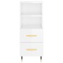 Credenza Bianco Lucido 34,5x34x90 cm in Legno Multistrato