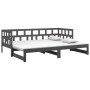 Dormeuse Estraibile Grigia Legno Massello di Pino 2x(90x190) cm