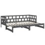 Dormeuse Estraibile Grigia Legno Massello di Pino 2x(90x190) cm