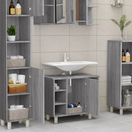 Armadietto Bagno Grigio Sonoma 60x32x53,5 cm Legno Multistrato