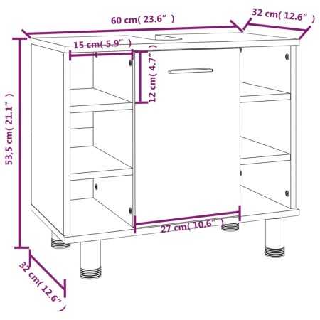 Armadietto Bagno Grigio Sonoma 60x32x53,5 cm Legno Multistrato