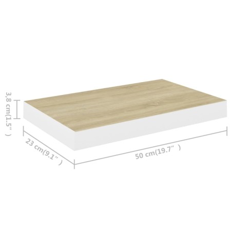 Scaffali a Parete 4 pz Rovere e Bianco 50x23x3,8 cm in MDF