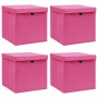 Scatole Portaoggetti con Coperchi 4pz Rosa 32x32x32 cm Tessuto