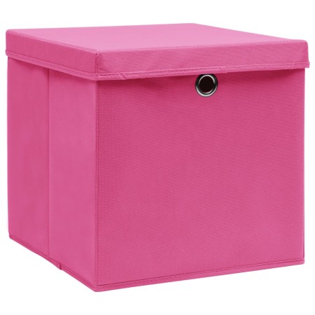 Scatole Portaoggetti con Coperchi 4pz Rosa 32x32x32 cm Tessuto