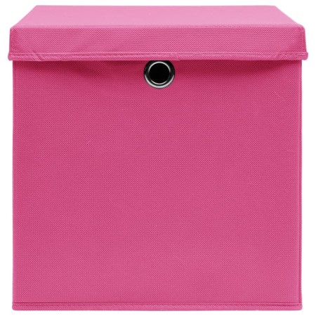 Scatole Portaoggetti con Coperchi 4pz Rosa 32x32x32 cm Tessuto