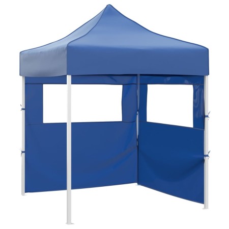 Gazebo Pieghevole Professionale 2 Pareti 2x2m Acciaio Blu