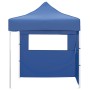 Gazebo Pieghevole Professionale 2 Pareti 2x2m Acciaio Blu