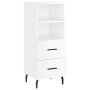 Credenza Bianco Lucido 34,5x34x90 cm in Legno Multistrato