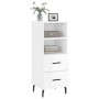 Credenza Bianco Lucido 34,5x34x90 cm in Legno Multistrato