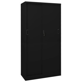 Armadio per Ufficio Anta Scorrevole Nero 90x40x180 cm Acciaio