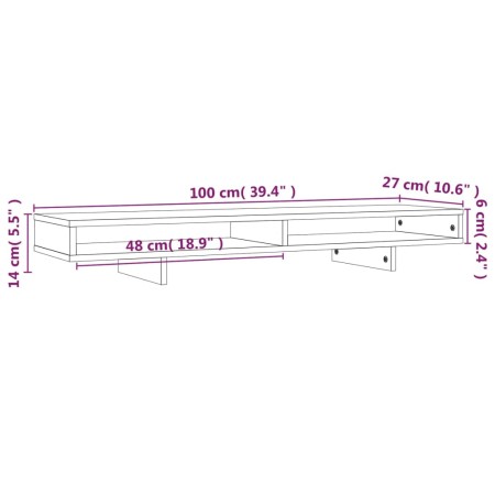 Supporto per Monitor Miele 100x27x14 cm Legno Massello di Pino