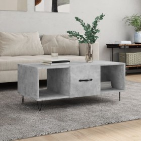 Tavolino Salotto Grigio Cemento 102x50x40 cm Legno Multistrato