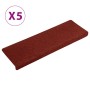 Tappetini per Scale 5 pz Bordeaux 65x21x4 cm Tessuto Agugliato