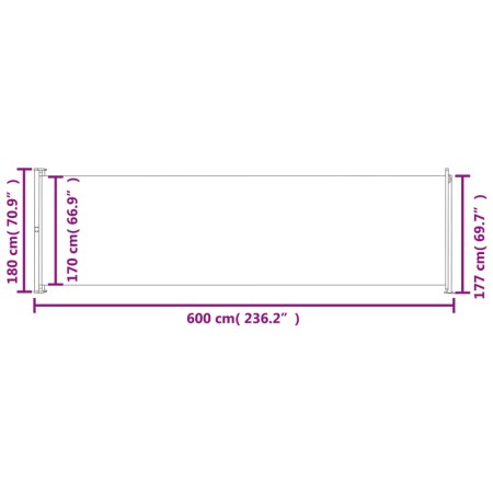 Tenda da Sole Laterale Retrattile per Patio 180x600 cm Rossa