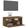 Mobile Porta TV con Luci LED Rovere Fumo 90x35x40 cm