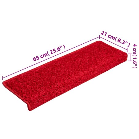 Tappetini per Scale 15 pz 65x21x4 cm Rosso