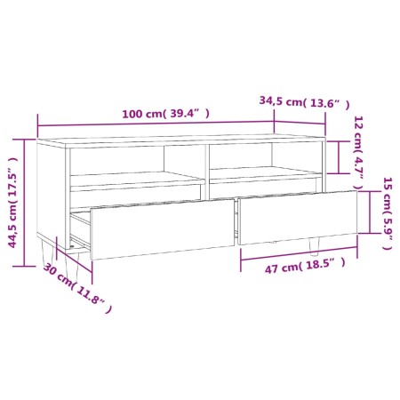 Mobile Porta TV Grigio Sonoma 100x34,5x44,5cm Legno Multistrato