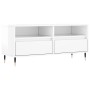 Mobile Porta TV Bianco Lucido 100x34,5x44,5cm Legno Multistrato