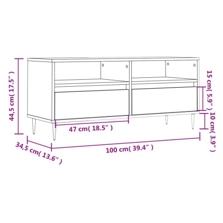 Mobile per TV Grigio Cemento 100x34,5x44,5 cm Legno Multistrato