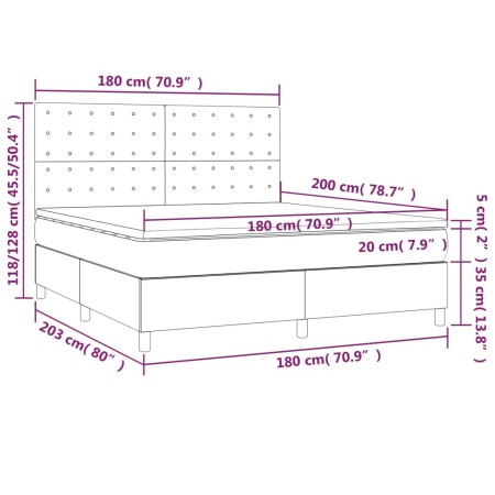 Giroletto a Molle con Materasso Tortora 180x200 cm in Tessuto