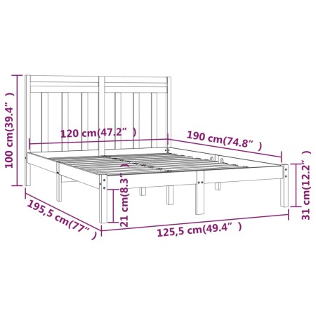 Giroletto in Legno Massello 120x190 cm Small Double