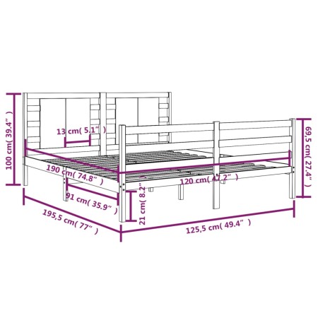 Giroletto in Legno Massello di Pino 120x190cm Small Double