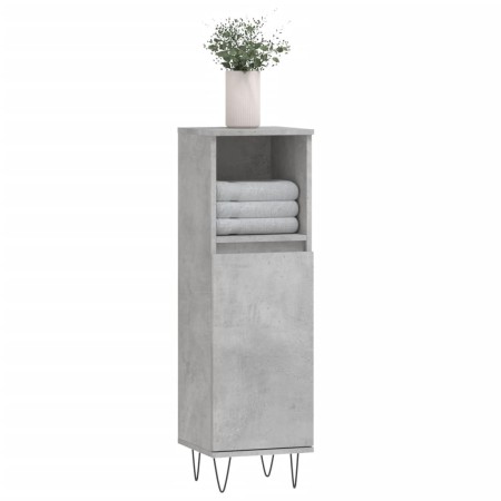 Armadietto Bagno Grigio Cemento 30x30x100 cm Legno Multistrato