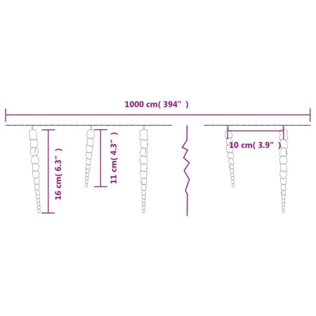 Luce Natale a Ghiacciolo 100 LED Bianco Caldo 10 m Acrilico PVC