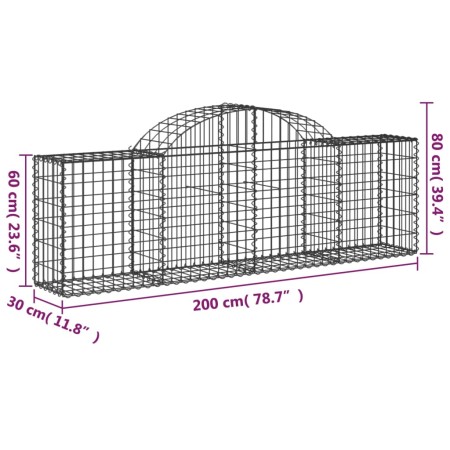 Cesti Gabbioni ad Arco 3 pz 200x30x60/80 cm Ferro Zincato