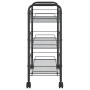 Carrello da Cucina con 3 Ripiani Nero 46x26x64 cm in Ferro