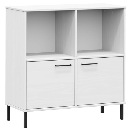 Libreria Gambe Metallo Bianco 90x35x90,5 cm Legno Massello OSLO