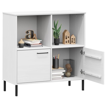 Libreria Gambe Metallo Bianco 90x35x90,5 cm Legno Massello OSLO