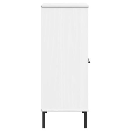 Libreria Gambe Metallo Bianco 90x35x90,5 cm Legno Massello OSLO