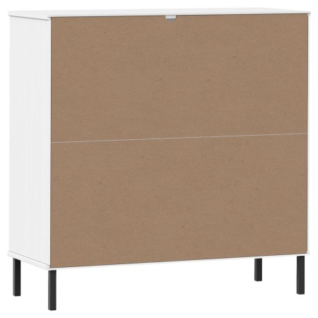 Libreria Gambe Metallo Bianco 90x35x90,5 cm Legno Massello OSLO