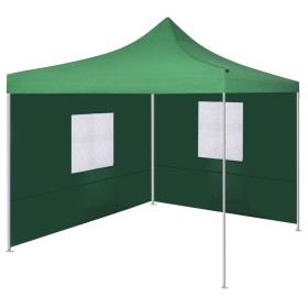 Tenda Pieghevole con 2 Pareti 3x3 m Verde