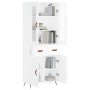 Credenza Bianco Lucido 69,5x34x180 cm in Legno Multistrato