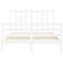 Giroletto con Testiera Bianco 120x200 cm in Legno Massello
