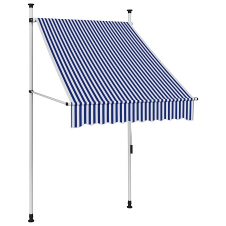 Tenda da Sole Retrattile Manuale 100 cm a Strisce Blu e Bianche