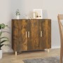 Credenza Rovere Fumo 90x34x80 cm in Legno Multistrato