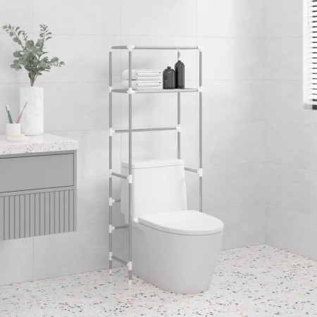 Rastrelliera per Bagno a 2 Livelli Grigia 53,5x28x143 cm Ferro