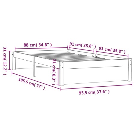 Giroletto in Legno Massello 90x190 cm Single