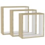 Mensole a Cubo da Parete 3 pz Bianco Rovere Sonoma