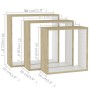 Mensole a Cubo da Parete 3 pz Bianco Rovere Sonoma