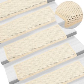 Tappeti Autoadesivi Scale Aspetto Sisal 15 pz 65x21x4 cm Crema