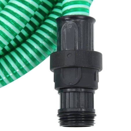 Tubo di Aspirazione con Raccordi in Ottone Verde 1" 7 m PVC