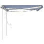 Tenda da Sole Retrattile Manuale con LED 4x3 m Blu e Bianca