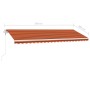 Tenda Automatica Sensore Vento e LED 500x300 cm Arancio Marrone
