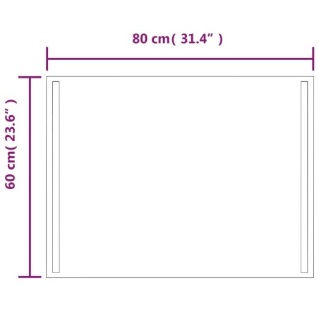 Specchio da Bagno con Luci LED 80x60 cm