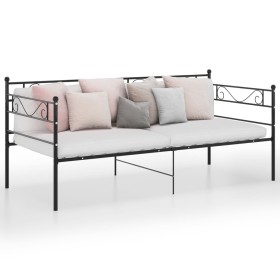 Divano Letto Telaio Nero in Metallo 90x200 cm